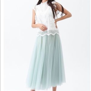 Chichwish - MY SECRET GARDEN TULLE MAXI SKIRT IN MINT (NWT)